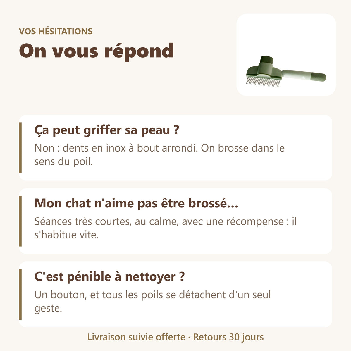 Brosse chat autonettoyante : vos questions, nos réponses