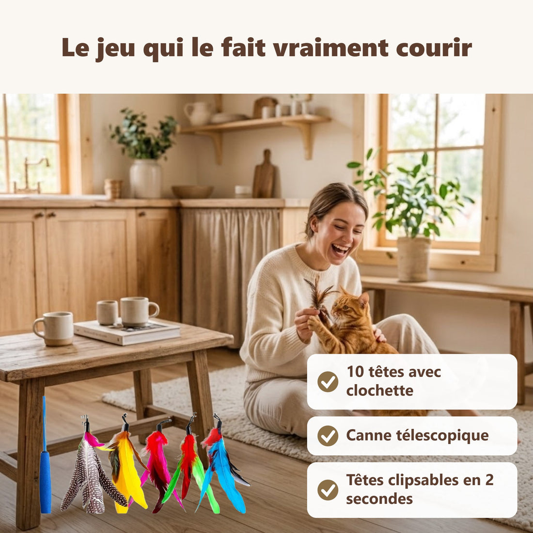 Canne à pêche chat + 10 têtes à plumes : ses bénéfices au quotidien