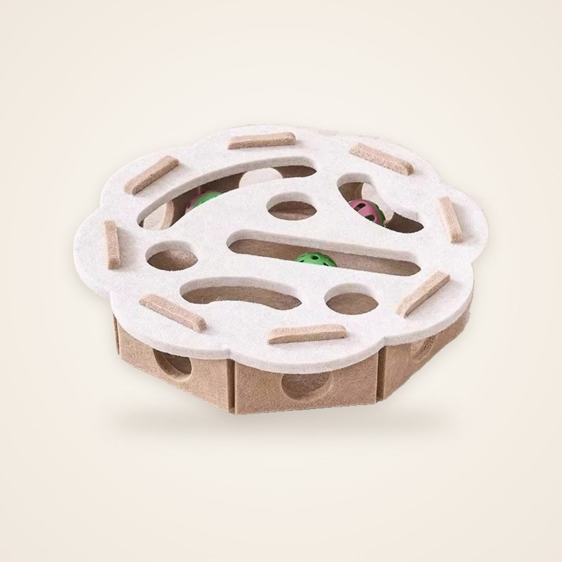 Jouet chat interactif en feutre – boîte puzzle à cachettes Ø 30 cm