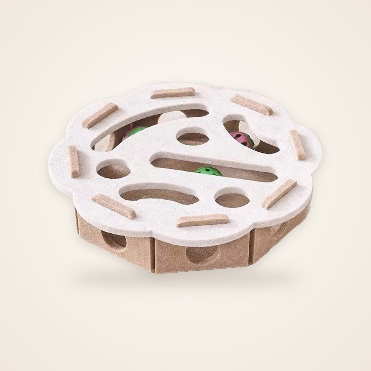 Jouet chat interactif en feutre – boîte puzzle à cachettes Ø 30 cm
