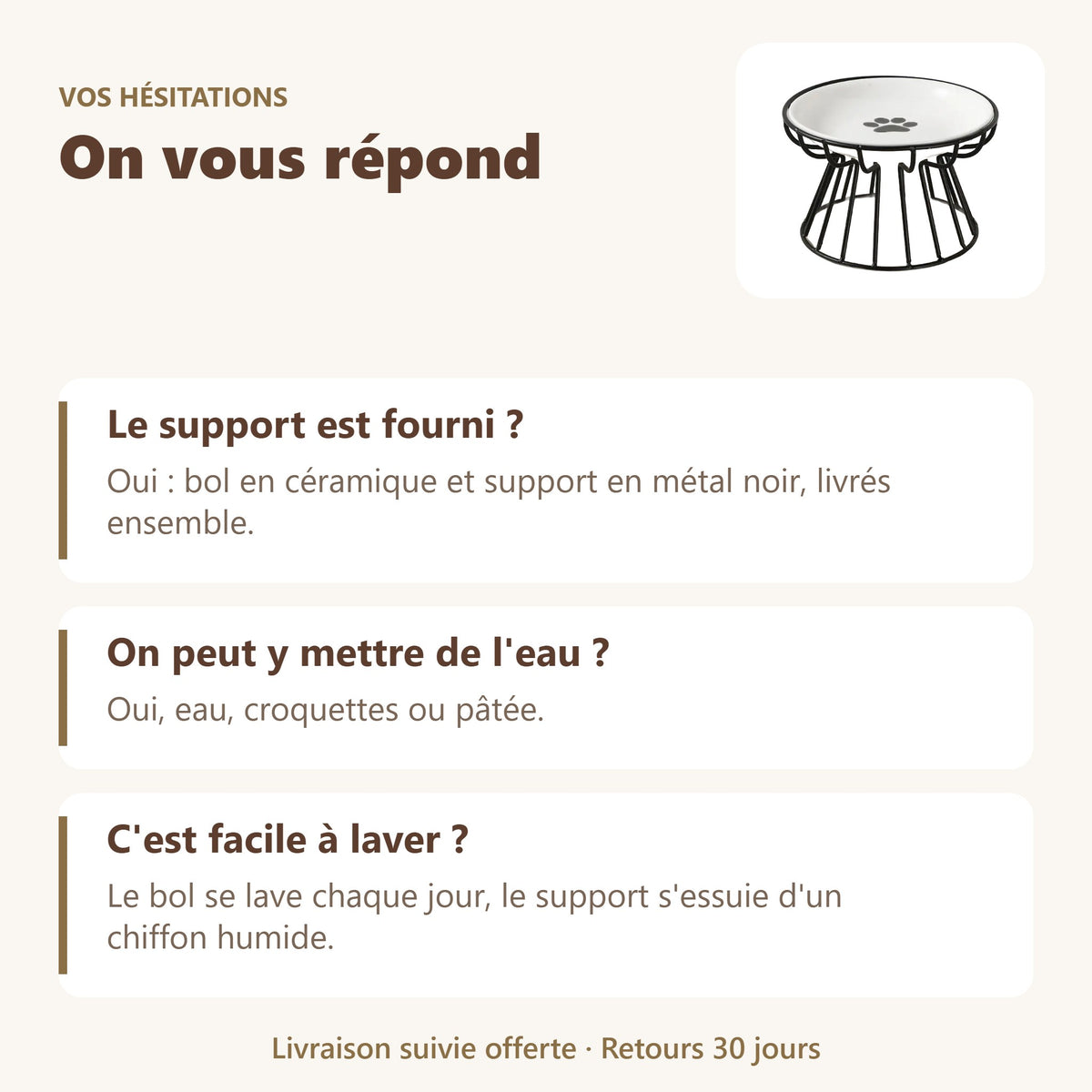 Gamelle chat surélevée en céramique : vos questions, nos réponses