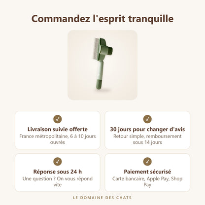Brosse chat autonettoyante : livraison offerte, retours 30 jours