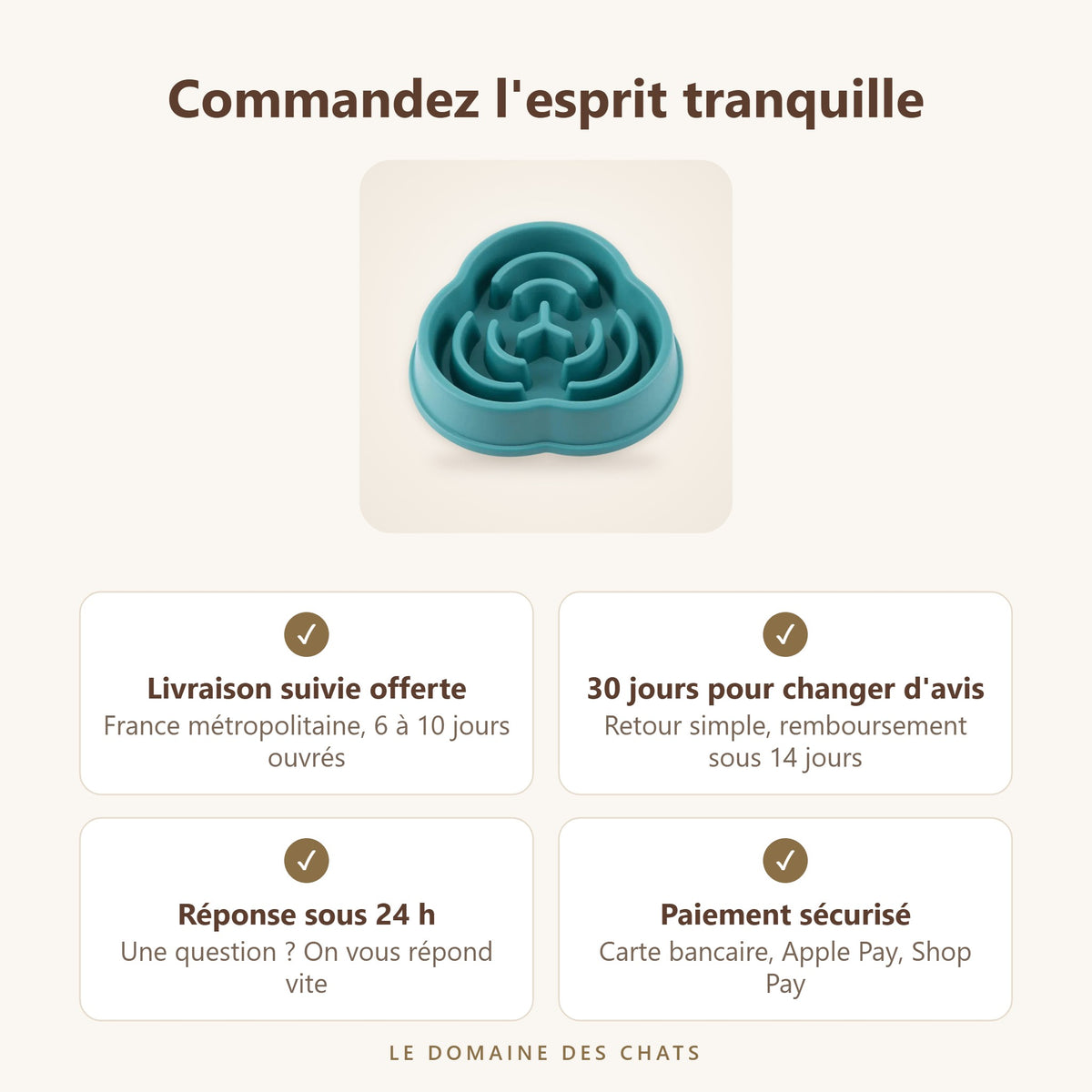 Gamelle anti-glouton chat : livraison offerte, retours 30 jours