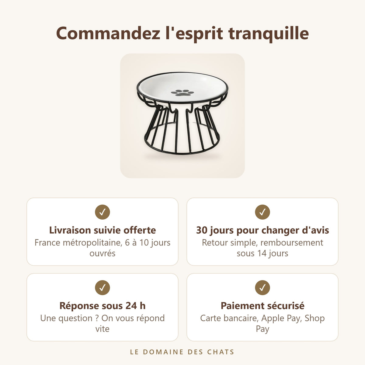 Gamelle chat surélevée en céramique : livraison offerte, retours 30 jours