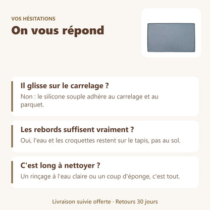Tapis gamelle chat en silicone : vos questions, nos réponses